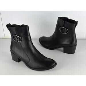 New! Paul Green Vanessa Moto Boot In Black Leather Ankle Size US 7.5